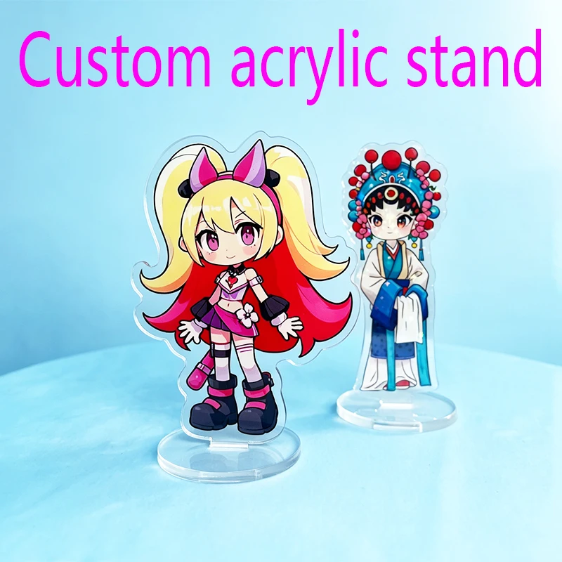 Custom acrylic holographic cartoon display stand personalized anime photo print desktop signboard