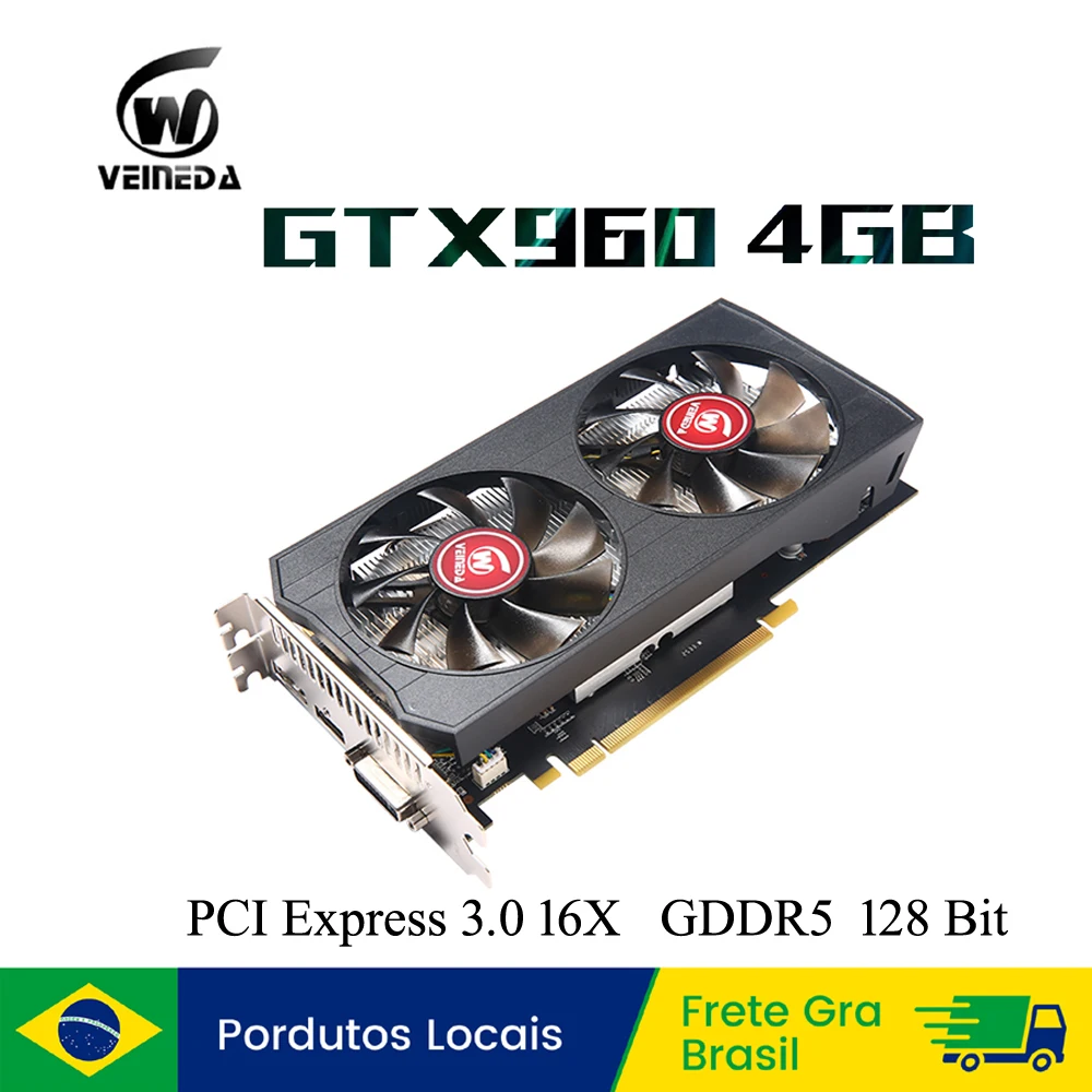 Placas gráficas veineda gtx 960 4gb placa de vídeo 128bit gddr5 placa de vídeo placa grafica gtx960 dp para computador desktop