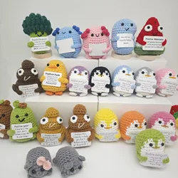 New Handmade Knitted Positive Energy Penguin Dolls Ornament Fashion Duck Doll With Card Room Home Decoration Christmas Gifts