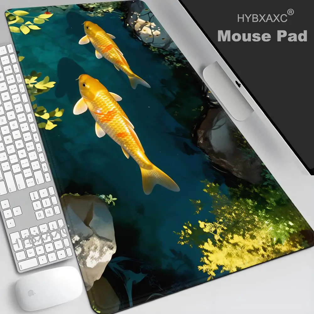 

HYBXAXC Large Koi Fish Gaming Mouse Pad Non-Slip Rubber Desk Mat Stitched Edge work Esports Gift for Gamers desk accessories