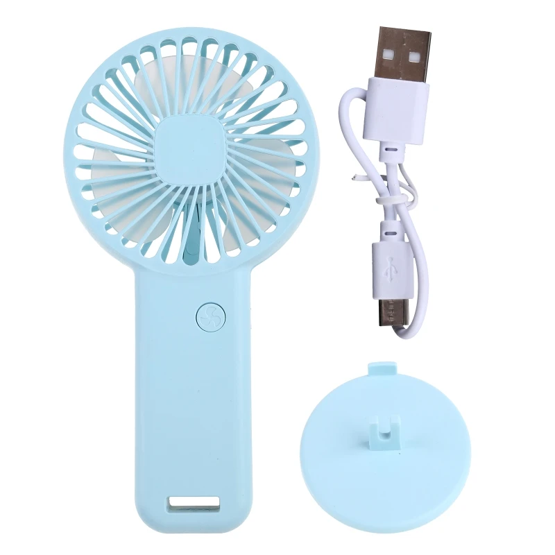 USB Desk Quiet Fan 3 Speeds Handheld Mini Fan Cooling Fan with Base Phone Holder for Desktop Strong