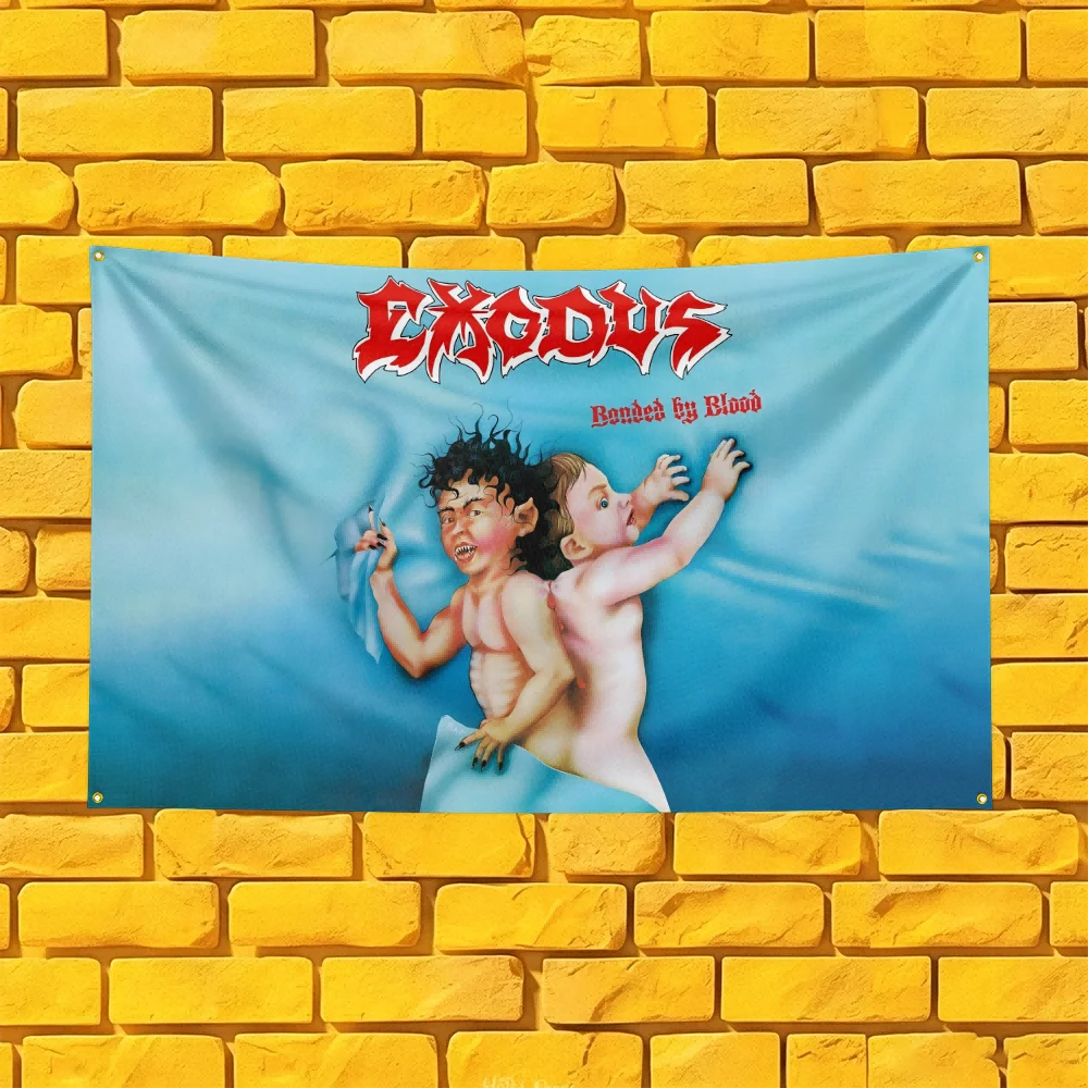Exodus Style Rock Flag 3x5 FT 90x150cm Polyester Wall Hanging For Concert Decor Music Lover