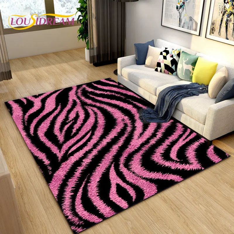 3D Color Series Zebra Pattern Area Rug Large,Carpet Rug for Living Room Bedroom Kitchen Doormat Decoration, Non-slip Floor Mat