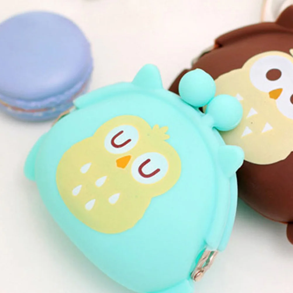 2 pezzi portamonete gufo cartone animato borsa da cambio in silicone per donne bambini ragazze portamonete piccolo portamonete regalo di compleanno per ragazze