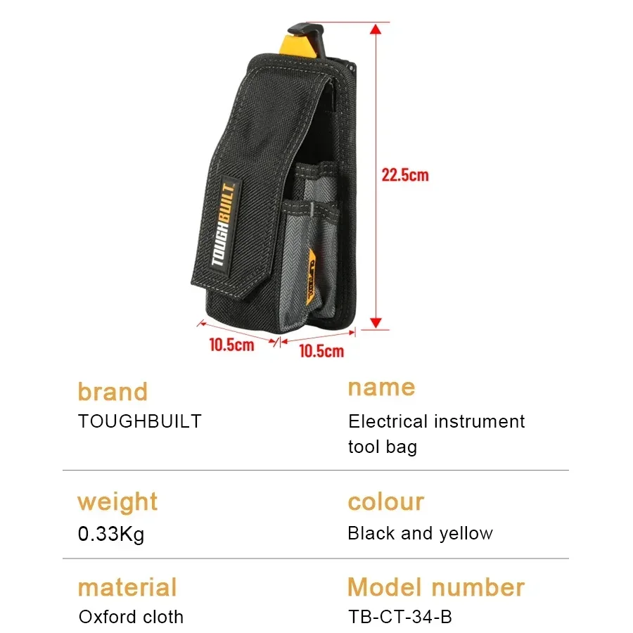 TOUGHBUILT TB-CT-34-B Meter/Tester Pouch Electrical Instrument Tool Pouch Electrician Instrument Tool Bag Quick Hang Belt Pouch