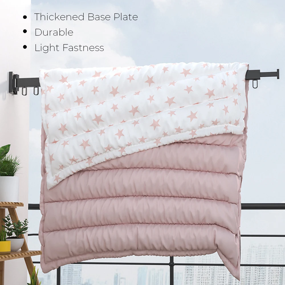 Indoor and Outdoor Aluminum Folding Clothes Hanger Cloth Drying Rack Space Saving Wall Mount Retractable