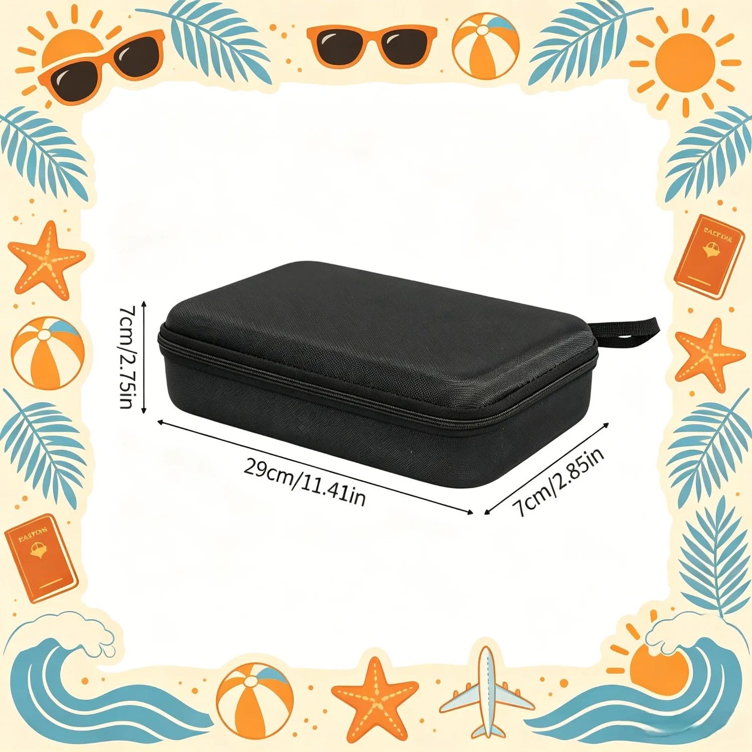 Portable 8 Compartment Eyewear Case Hard Shell Glasses Organizer Box For Sun Reading Specs Travel Home Storage Black