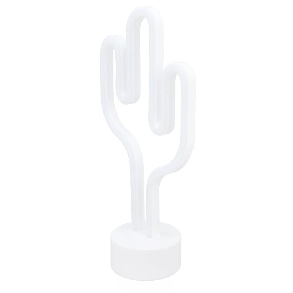 Desert Plant Neon Sign Battery Operated Green Light LED Neon Lamp with Base Holder LED Light Source Desktop Neon Light