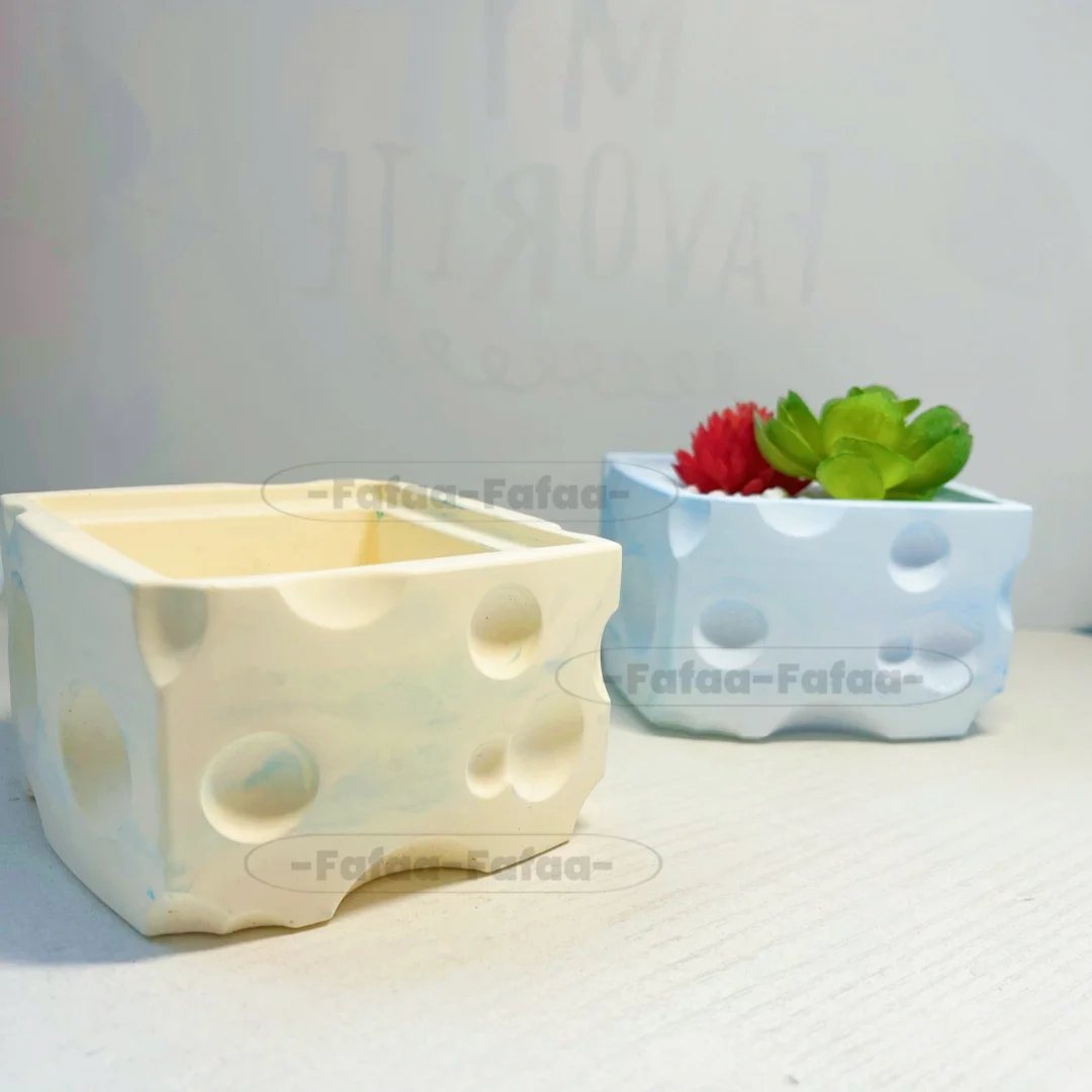 

Cheese Gypsum Creative Flower Pot Silicone Mold Concrete Cement Candle Container Tabletop Decoration Storage Box Mould