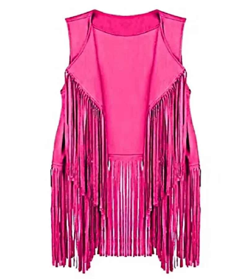 Fashion Casual Womens Thin Fringe Vest Solid Color Cardigan Coat