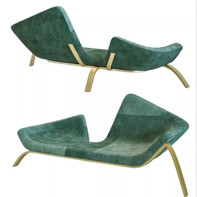 

Nordic designer light luxury metal wrought iron living room reception leather casual fabric