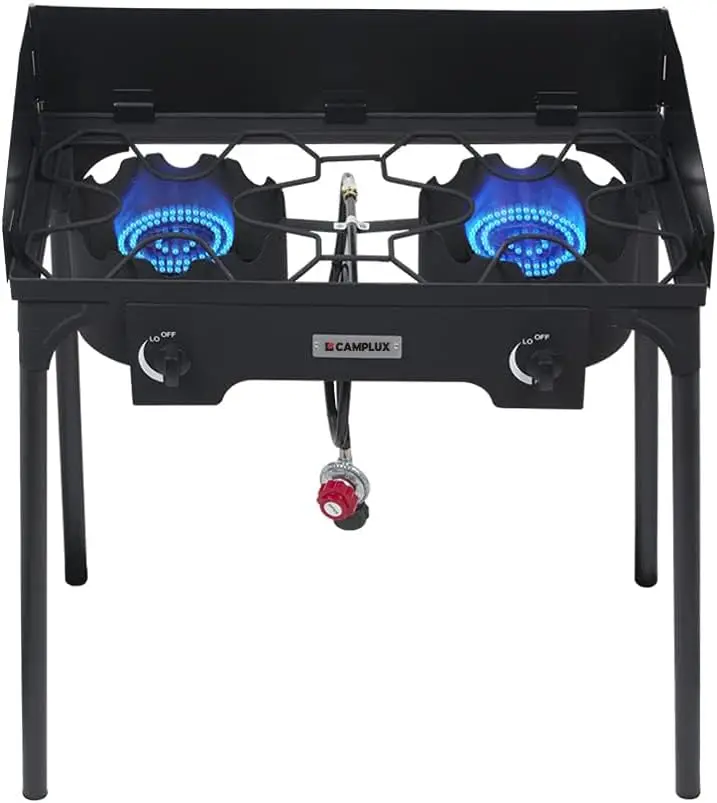 Double Propane Burner, Gas Burner Outdoor Stove Burner Gas, Up to 260,000 BTU/Hr Dual Burner Propane Stove with Propane