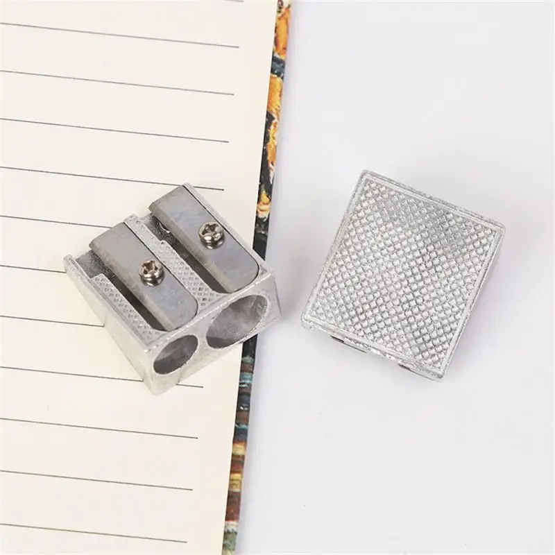 

4/8/12pcs Silver Sharpener Metal Bevelled Double Hole Pencil Sharpener School Office Sharpener Stationery Supplies