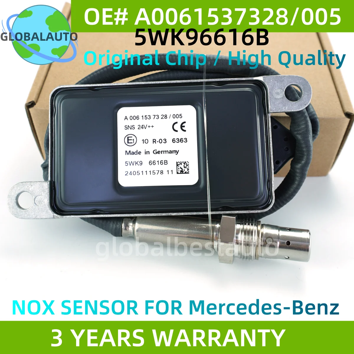 

A0061537328 5WK96616B New Nox Sensor For Mercedes-Benz Actros Atego LKW EURO 4 5 6 24V 0091533628 5WK96616D 5WK96616F 5WK96616E