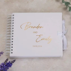 Gepersonaliseerde Bruiloft Gastenboek Met Lint Signeerboek Bruiloften Ceremonie Decoratie Communie Handtekening Boek Fotoalbum Cadeau