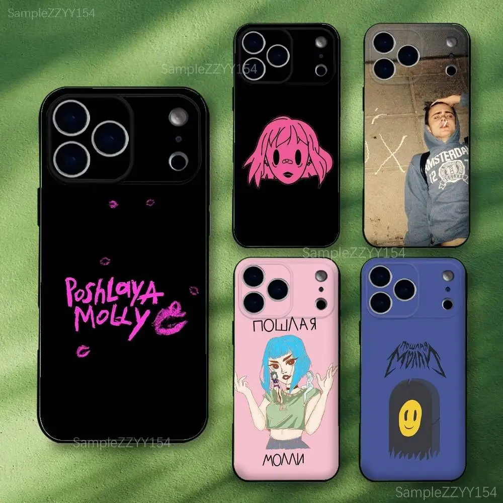 

Poshlaya Molly Band Phone Case For iPhone 17,16,15,14,13,12,Pro,Max,Plus,E,SE4,Air,Mini Black Soft Funda