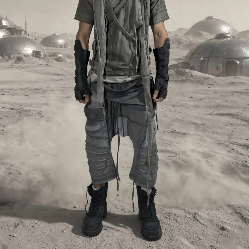 HKSH Spring Autumn New Men Tide Chic Waste Land Mesh Deconstructed Dyed Distressed Sweatpants Casual Cargo Pants Y2K Ins HK27958