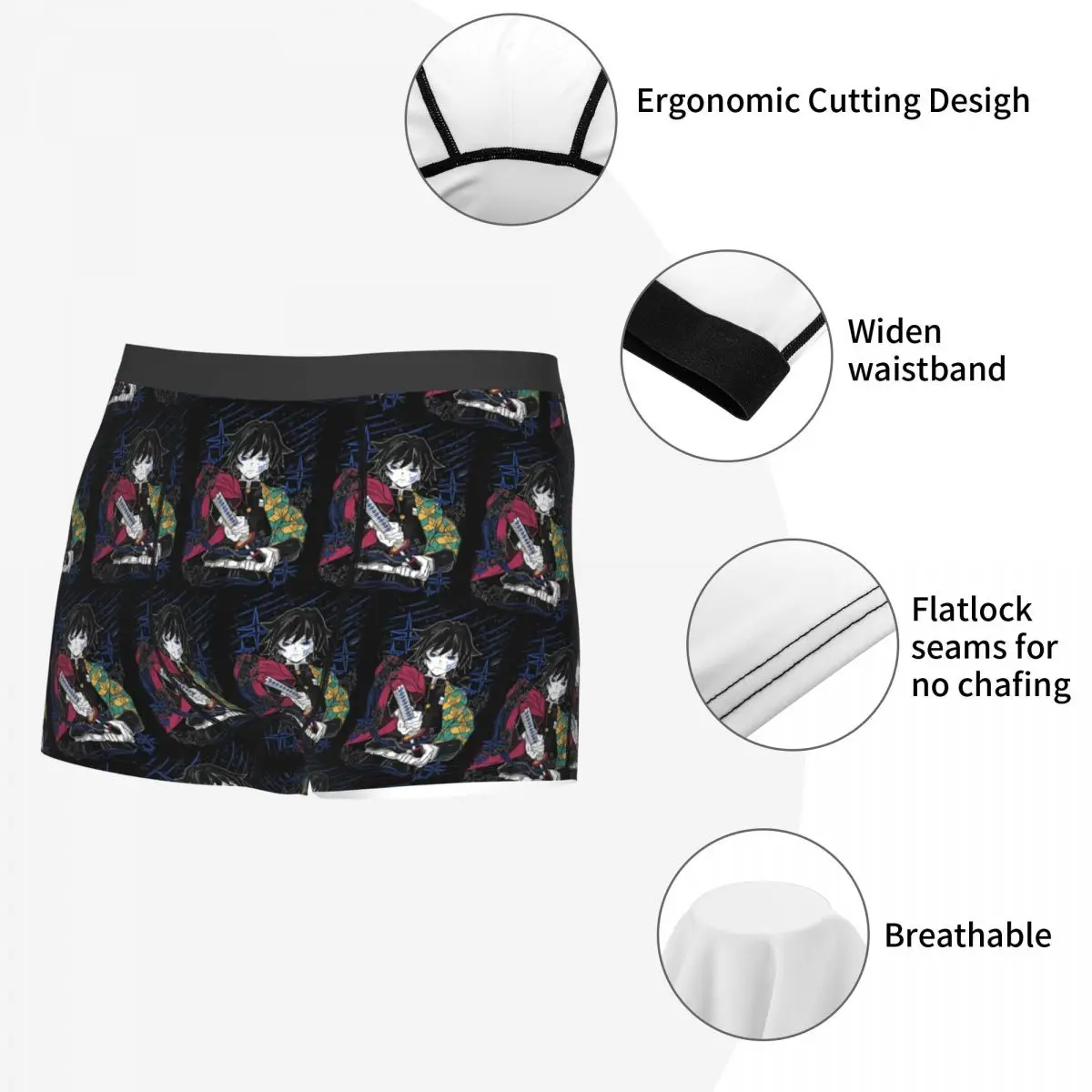 Calzoncillos Boxer cortos Giyu Tomioka-Kimetsu No Yaiba bragas hombres ropa interior transpirable para Homme hombre novio regalo