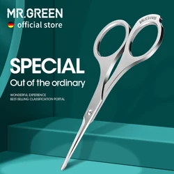 MR.GREEN-tijera de pelo de nariz para maquillaje, herramientas de depilación fina facial de acero inoxidable de grado quirúrgico con puntas redondeadas