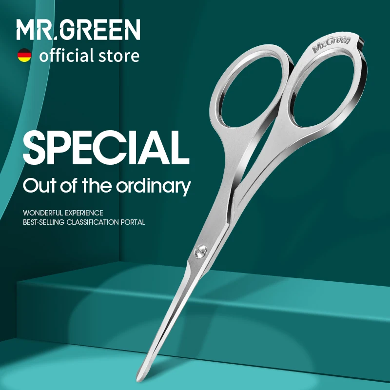 MR.GREEN Nose Hair Scissor Makeup Scissors Surgical Grade Stainless Steel Face fine Hair Removal Tools  With Rounded tips