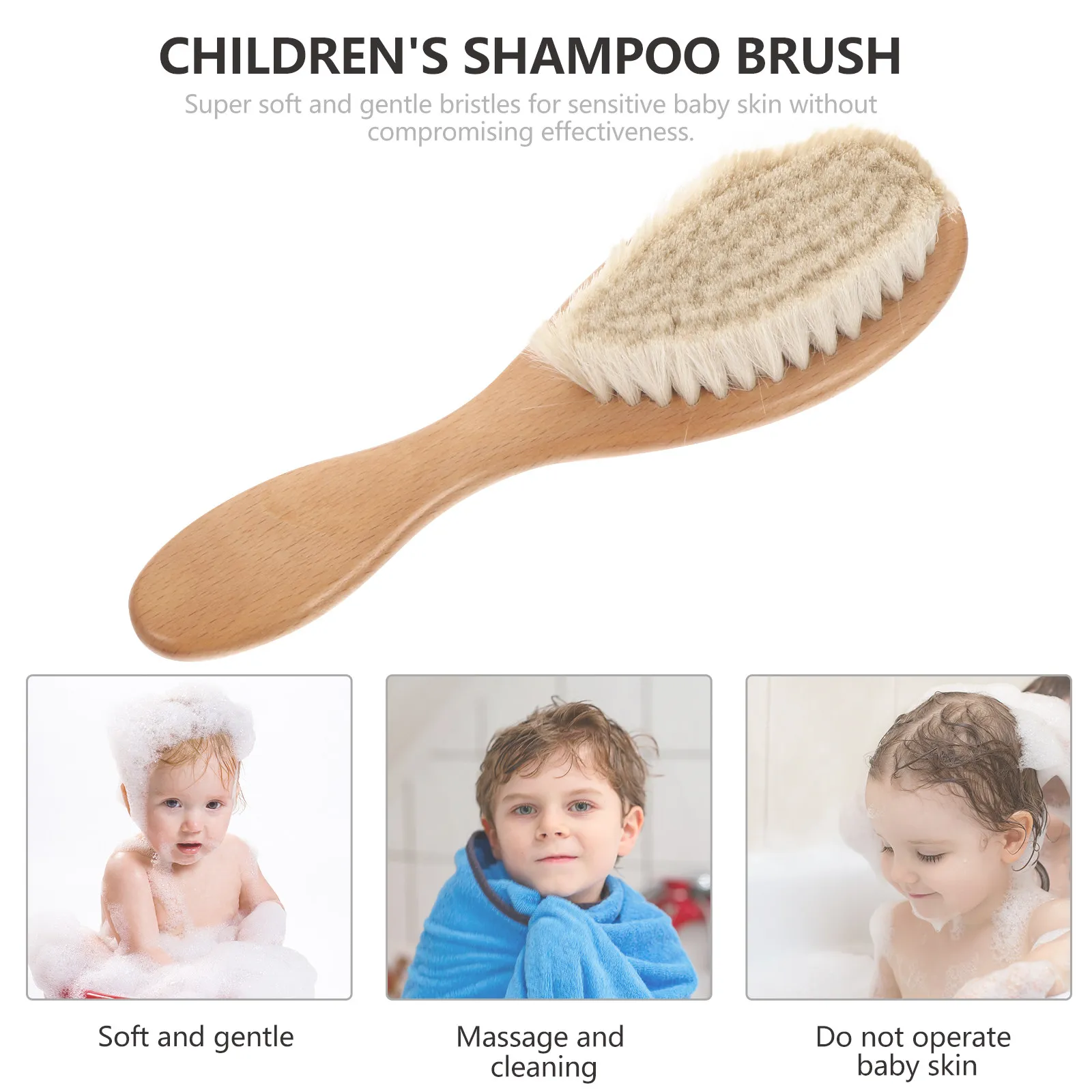 

Hair Brush Natural Wool Wood Hair Comb Massage Detangle Lightweight Portable