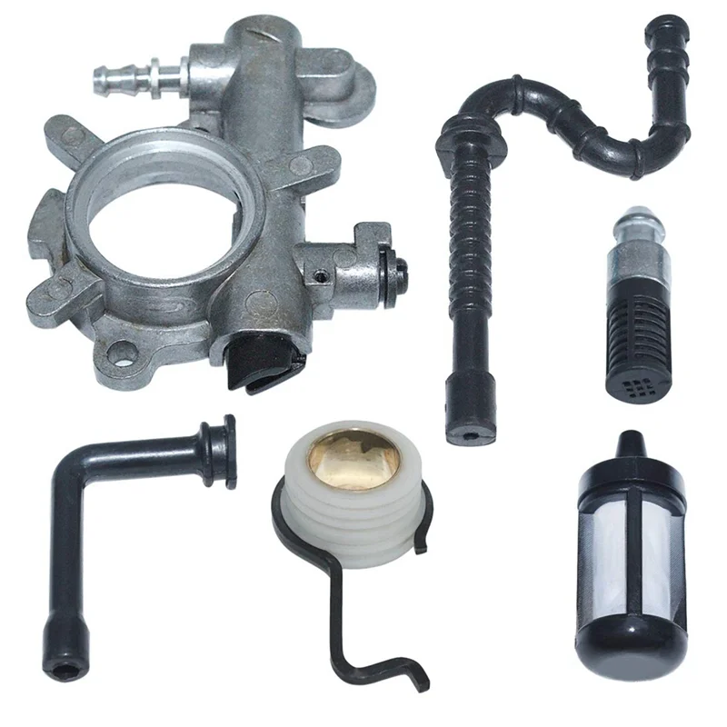 Bomba de aceite engrasador engranaje helicoidal Kit de línea de filtro de aceite de combustible apto para motosierra Stihl 034 036 MS360 reemplazar 1125 640 3201 G