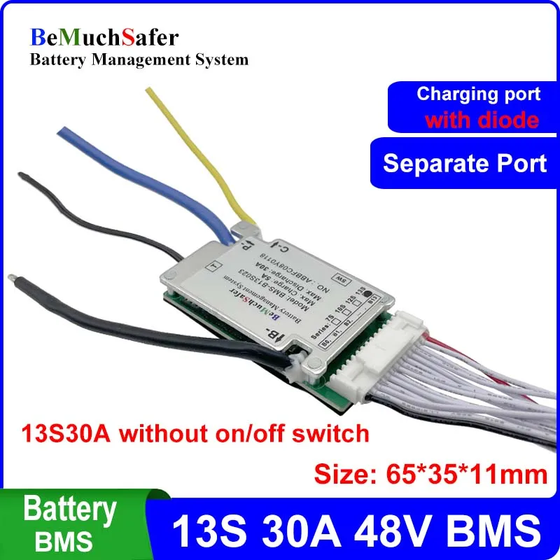 13S 30A BMS akumulator 48V 13 s30a 46.8V 54.6V PCM oddzielny Port Hailong Polly DP Dorado EEL BMS dla DIY E-Bike E-akumulator do skutera