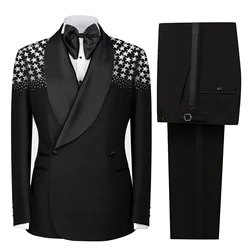 Suits For Men 2 Pieces Blazer Pants Custom Made Man Casual Modern Lapel Blazer Business Formal Wear Wedding Groom Plus Size