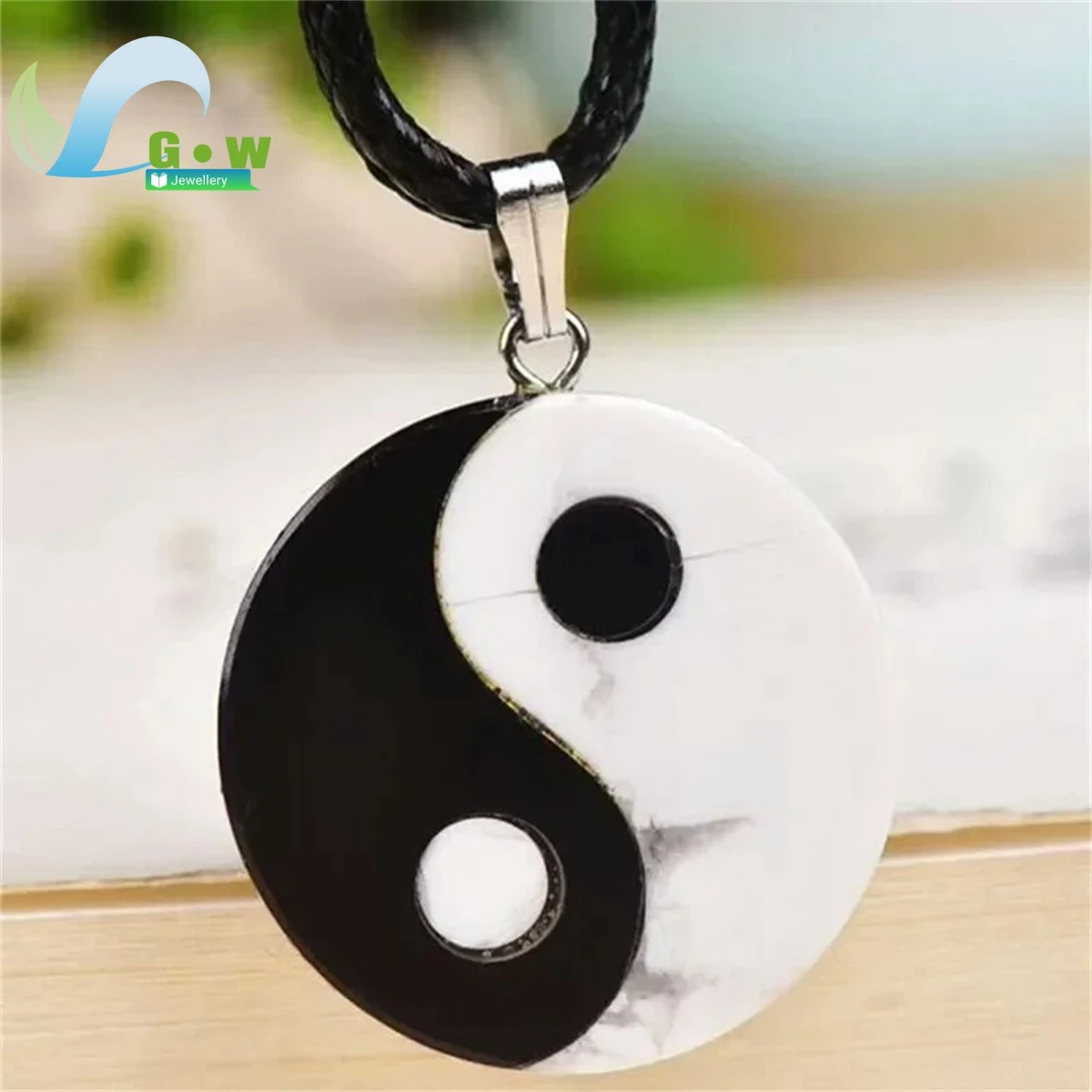 Colgante de Jade Tai Chi, regalos chinos para mujer, gargantilla tallada en blanco y negro de lujo, joyería Natural, amuletos de piedras preciosas