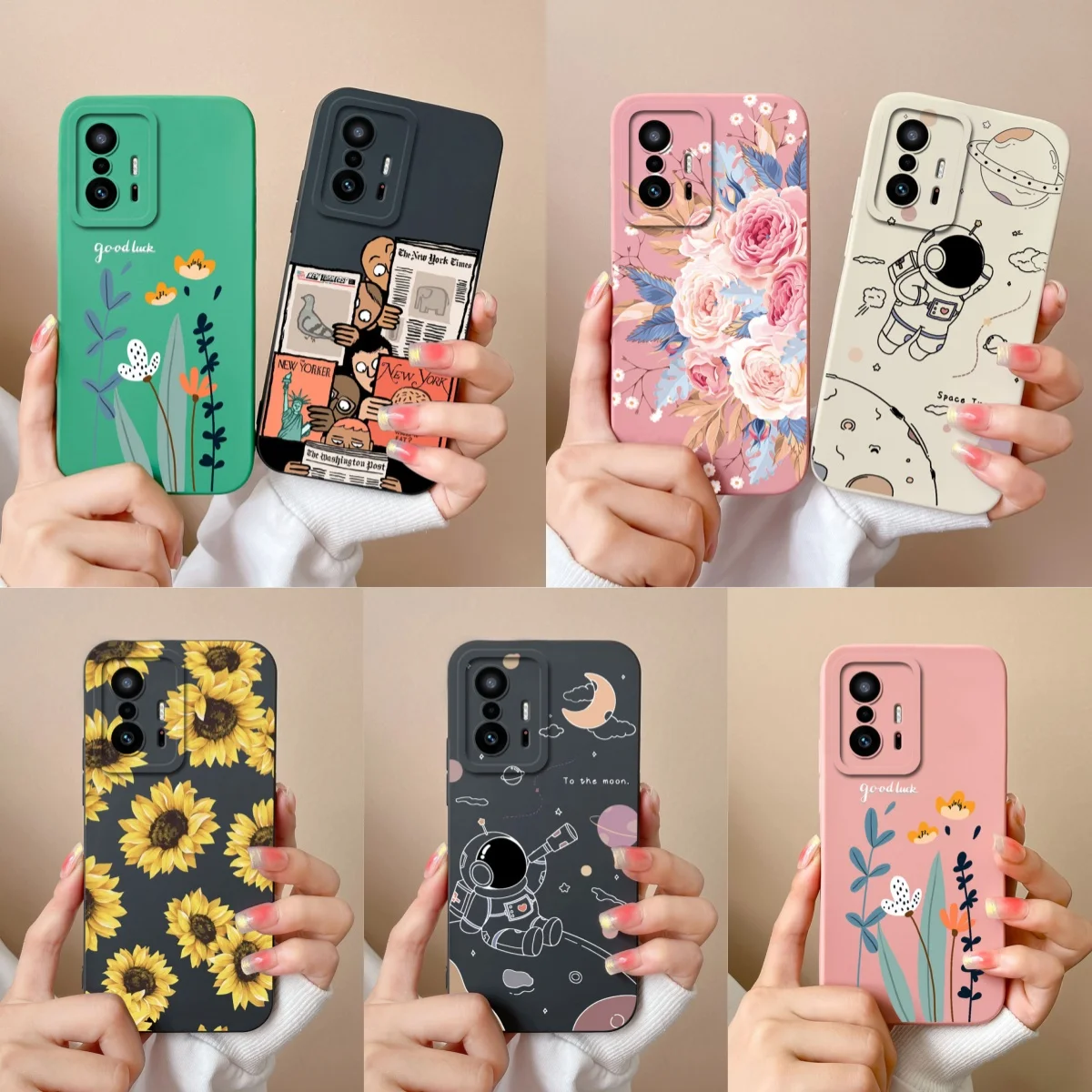 Flower Case For Xiaomi 11T Pro Soft Liquid Silicone Upgrade Lens Protection Phone Back Cover For Mi 11 T 11TPro Bumper For Girls