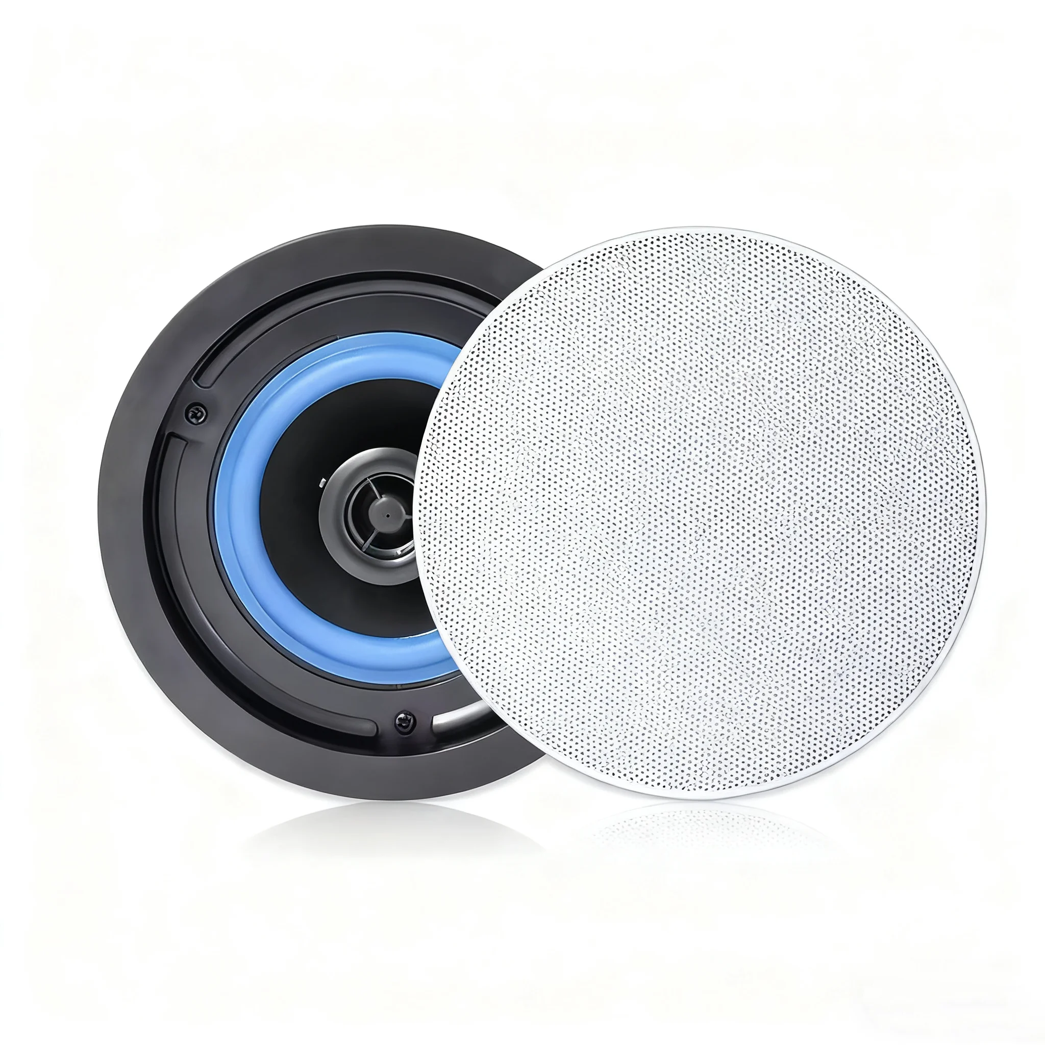 STUDIOFINIX 2PCS 160W 4 Inch 2-Way Flush Mount In-Ceiling In-Wall Passive Speakers Great For Bathroom Kitchen Office Living Room