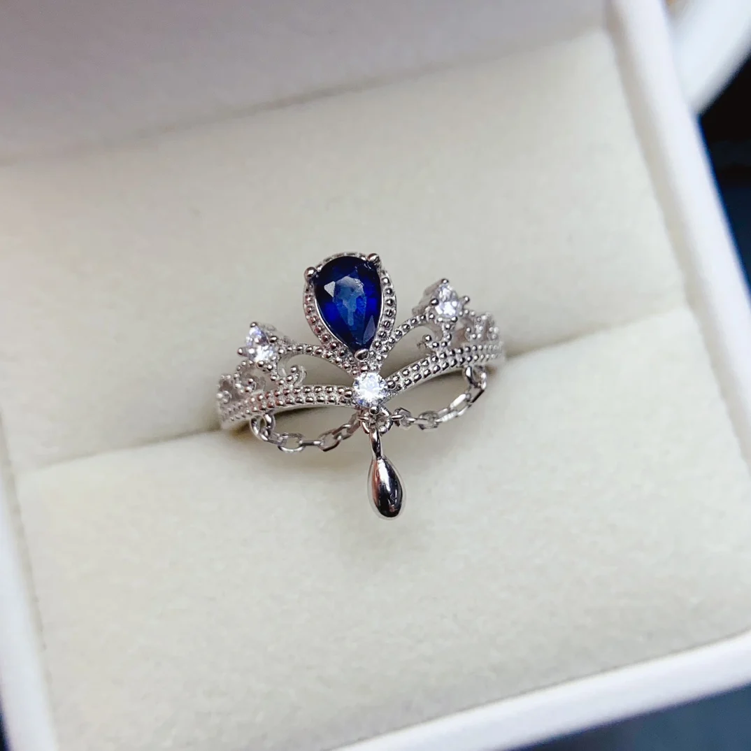 FS 4*6mm Natural Sapphire Ring Real S925 Sterling Silver With Certificate Fashion Design Fine Charm Wedding Jewelry for Women