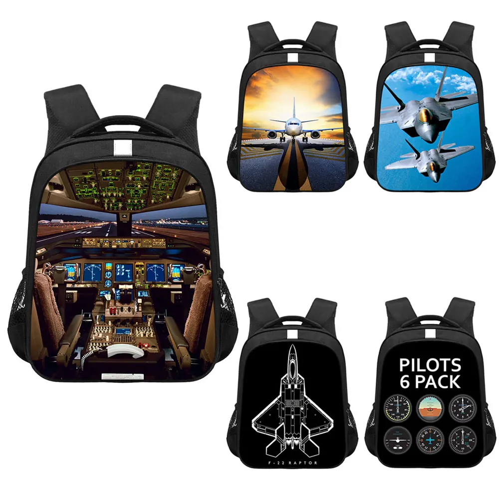 

Pilots 6 Pack Flight Simulator Backpack Fighter Plane Rucksack Children School Bags for Teenager Laptop Backpack Travel Book Bag