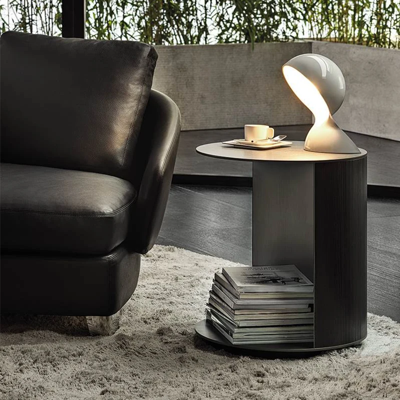 italian luxury modern coffee table stainless steel 2 tier round side table bedroom