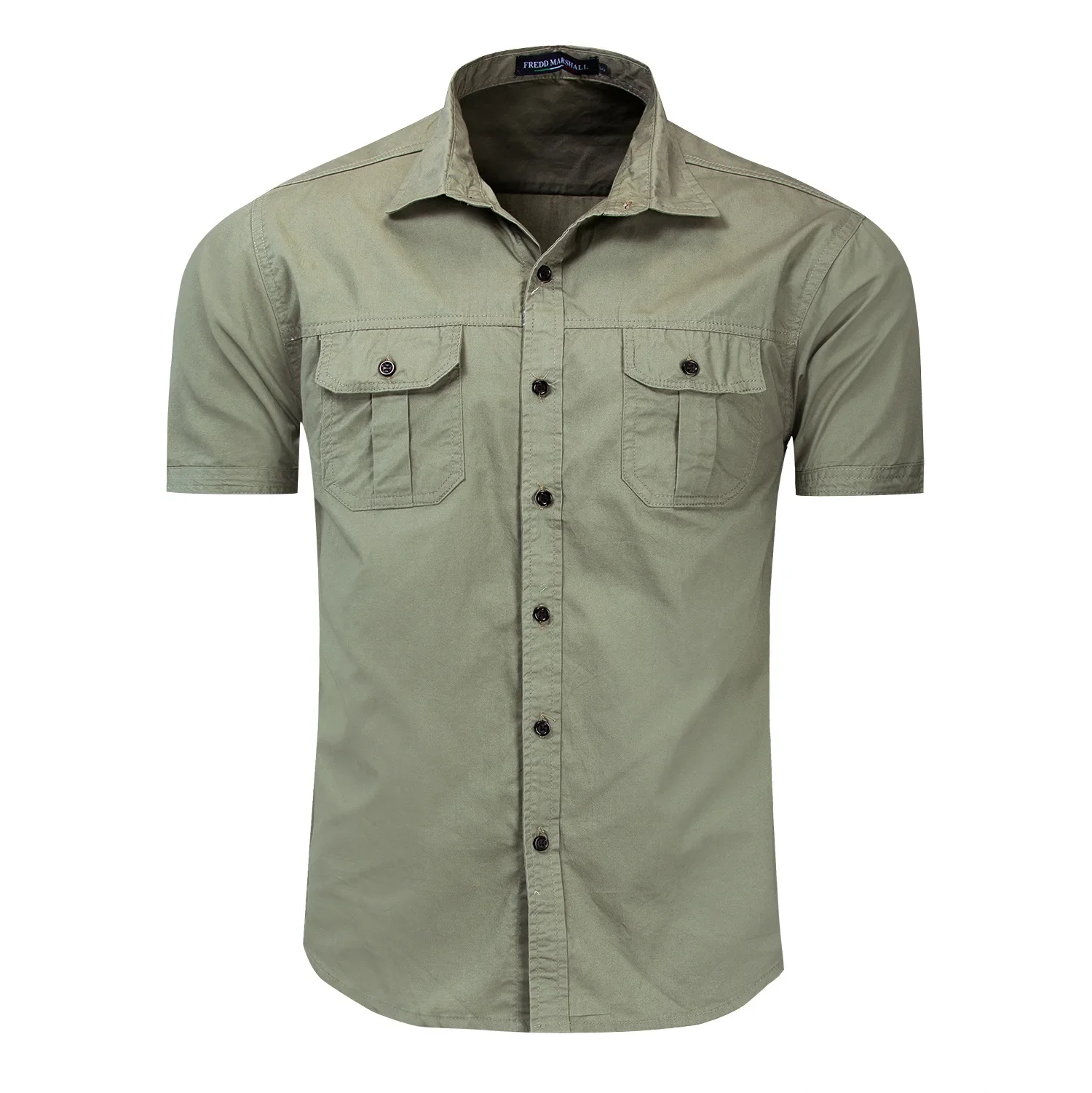 

Short Sleeved Pure Cotton Shirt Military Style Outdoor Shirts Mens Clothing
