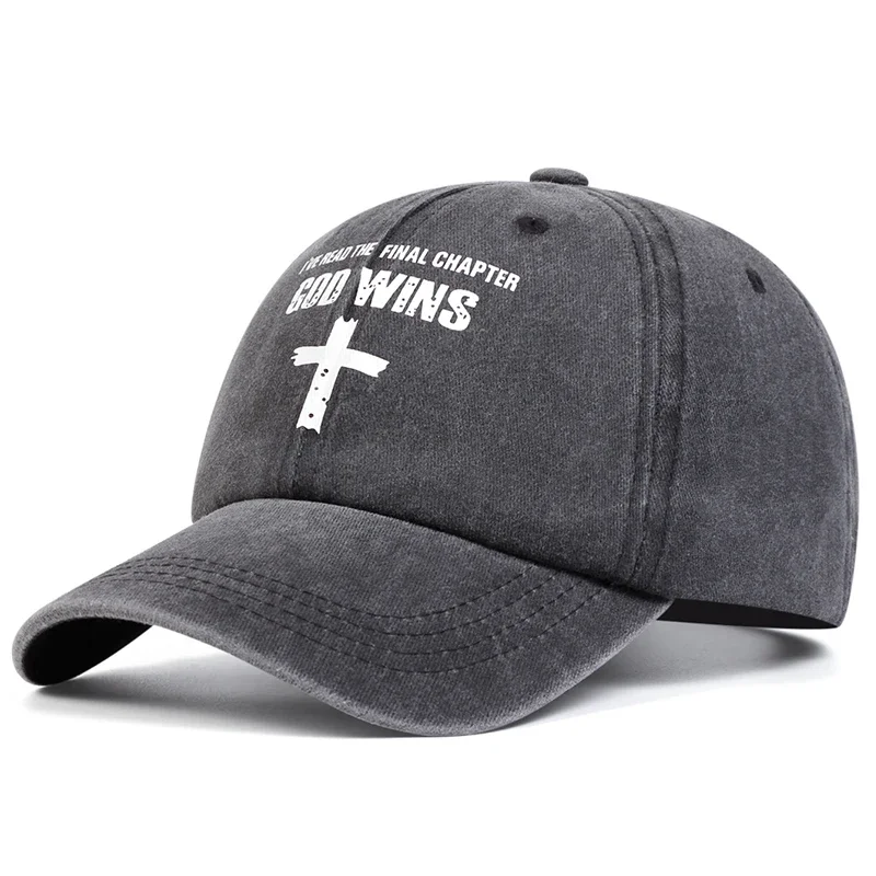 للجنسين الله يفوز عبر طباعة غسل قبعات البيسبول الربيع والخريف في الهواء الطلق قابل للتعديل قبعات عادية واقية من الشمس قبعة قبعة رياضية