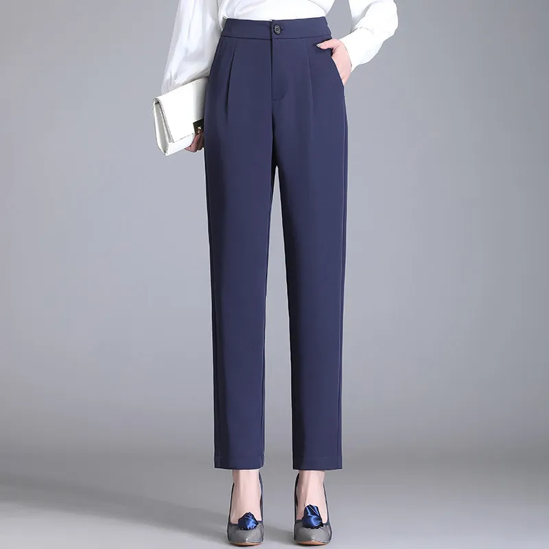 Blue High Waisted Narrow Version Straight Leg Pants For Women's Spring And autumn Loose Suit Pants Oversized Loose and Slimming