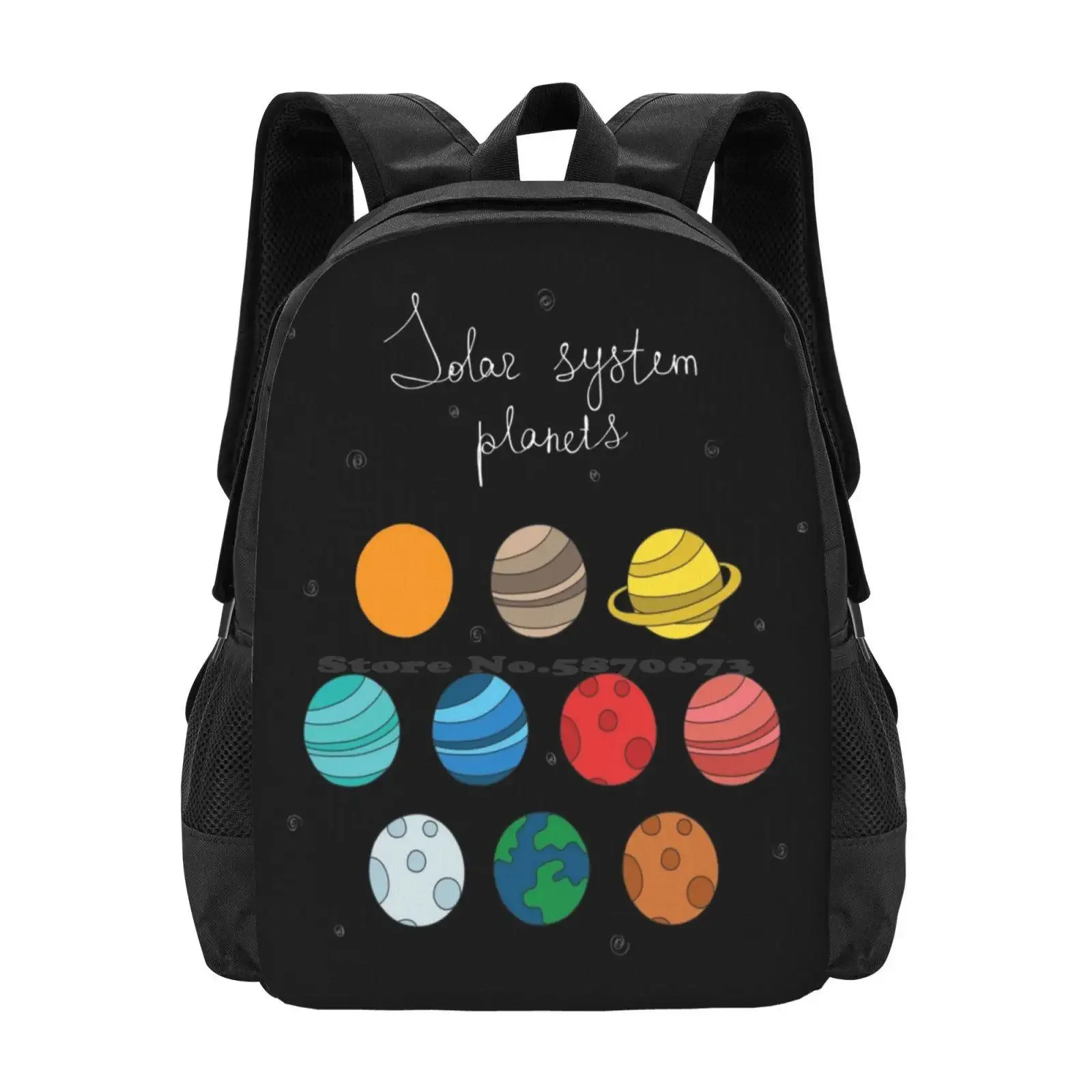 

Планеты Солнечной системы. Иллюстрация каракулей, новые поступления, сумки унисекс, студенческая сумка, рюкзак, научное небо, солнечная система Сатурн Плутон