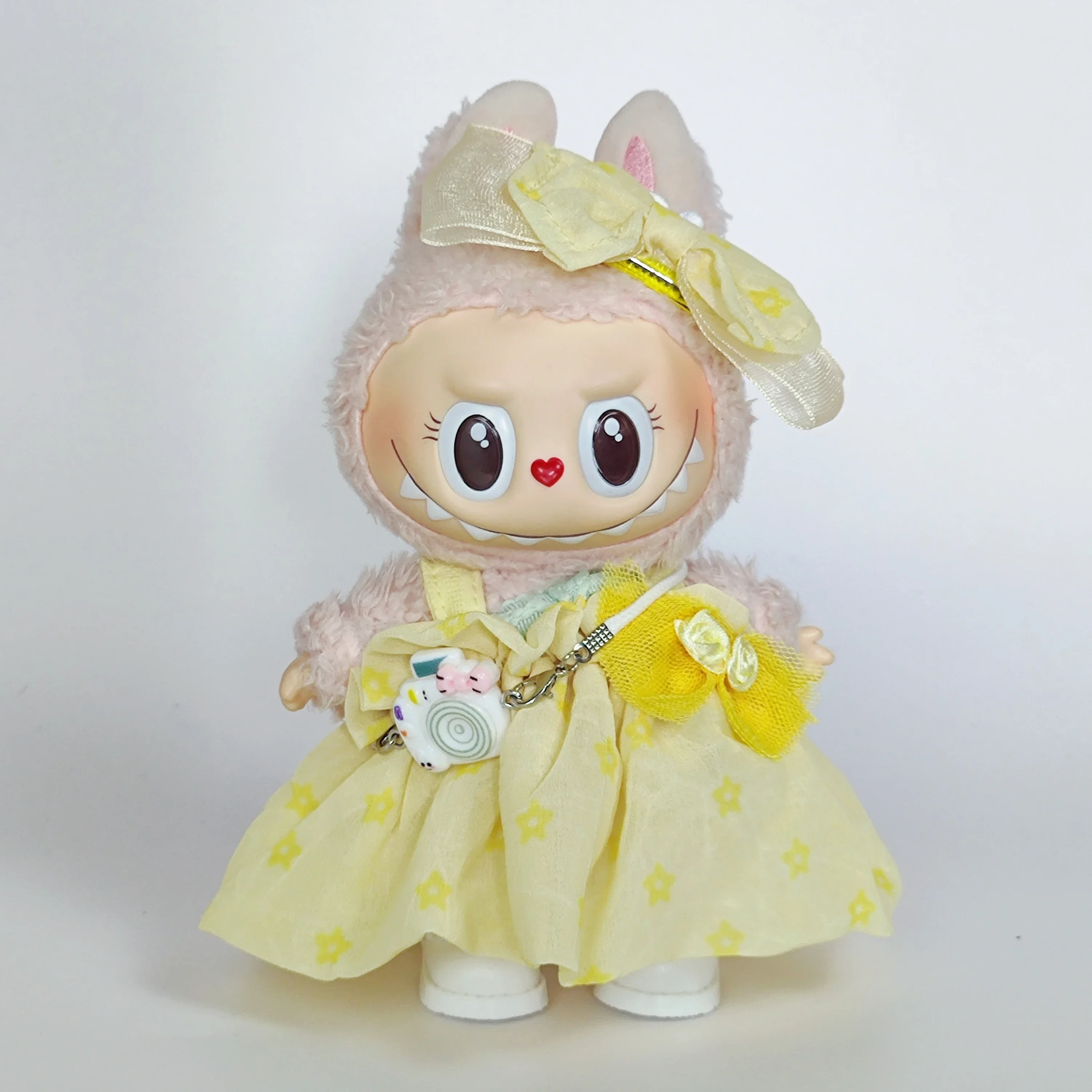 Одежда для Labubu, аксессуары для Кореи, kpop idol, ярко-розовая газовая юбка принцессы с бантом, одежда