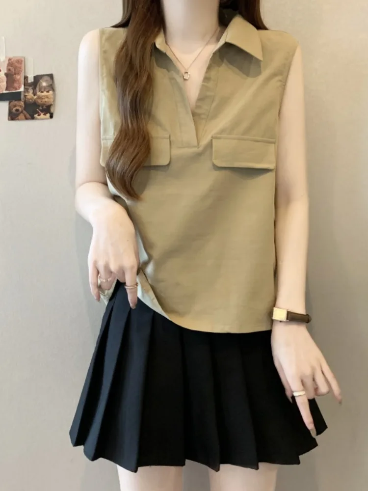 Ele Collar Svel irt Letnia odzież damska plus size, bluzka wierzchnia, styl dojazdowy, koreańska wersja, prosty krój