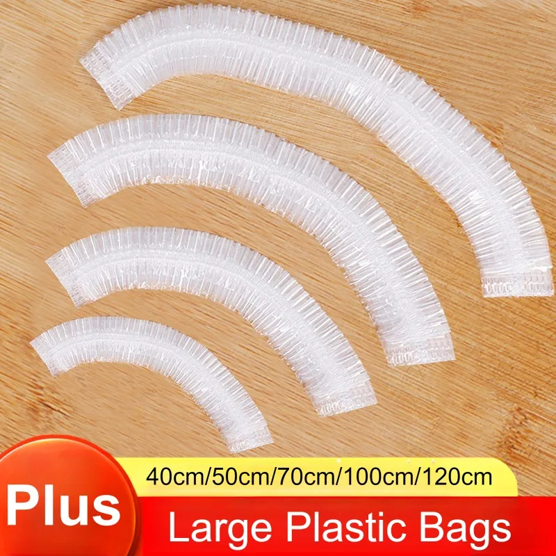 Plus Size Food Cover Plastic Bags Large Elastic Saran Wrap Fruit Vegetable Fresh-kepping Bags Kitchen Storage Organization