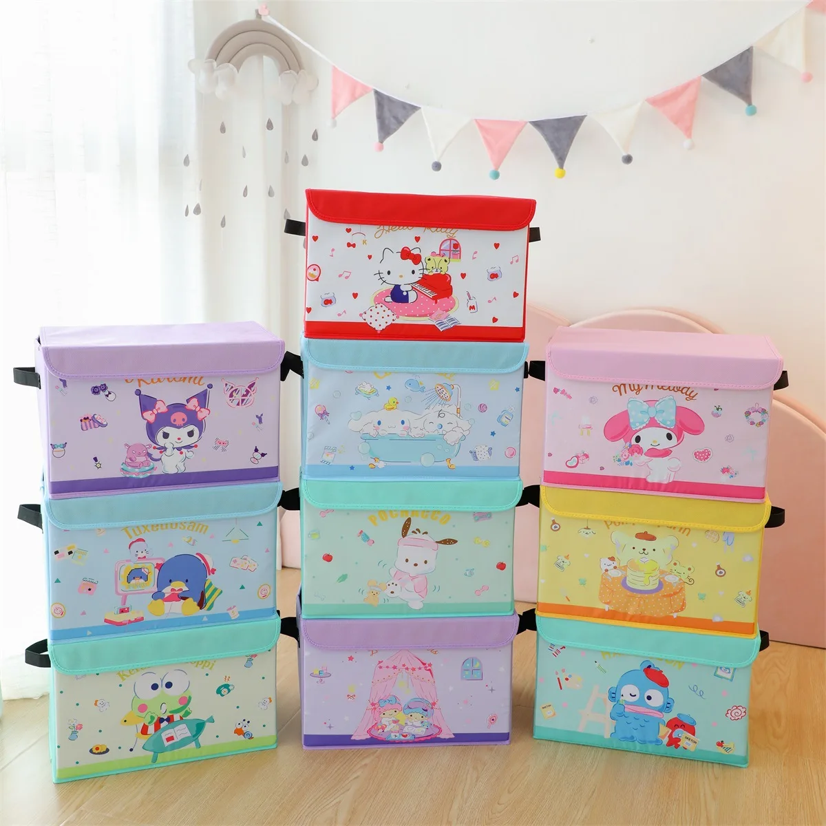 

Kawaii Sanrio Desktop Storage Box Hello Kitty Kuromi Cinnamoroll Melody Cosmetic Underwear Stationery Organizer Basket Sundries