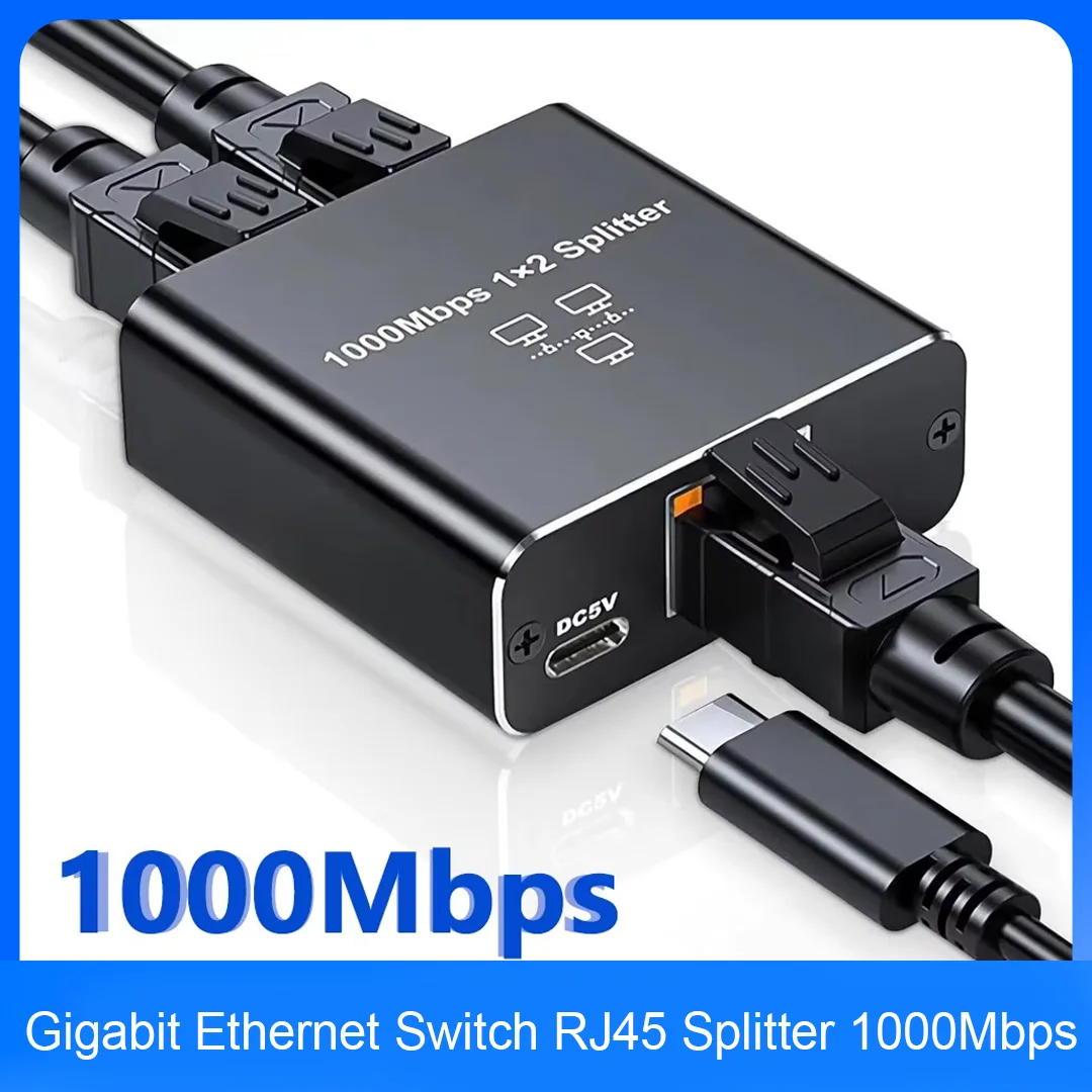 Gigabit Ethernet Switch Rj45 Splitter LAN Gigabit Extension Adapter 1000Mbps Network Connector 1to2 For PC Laptop TV Box Router
