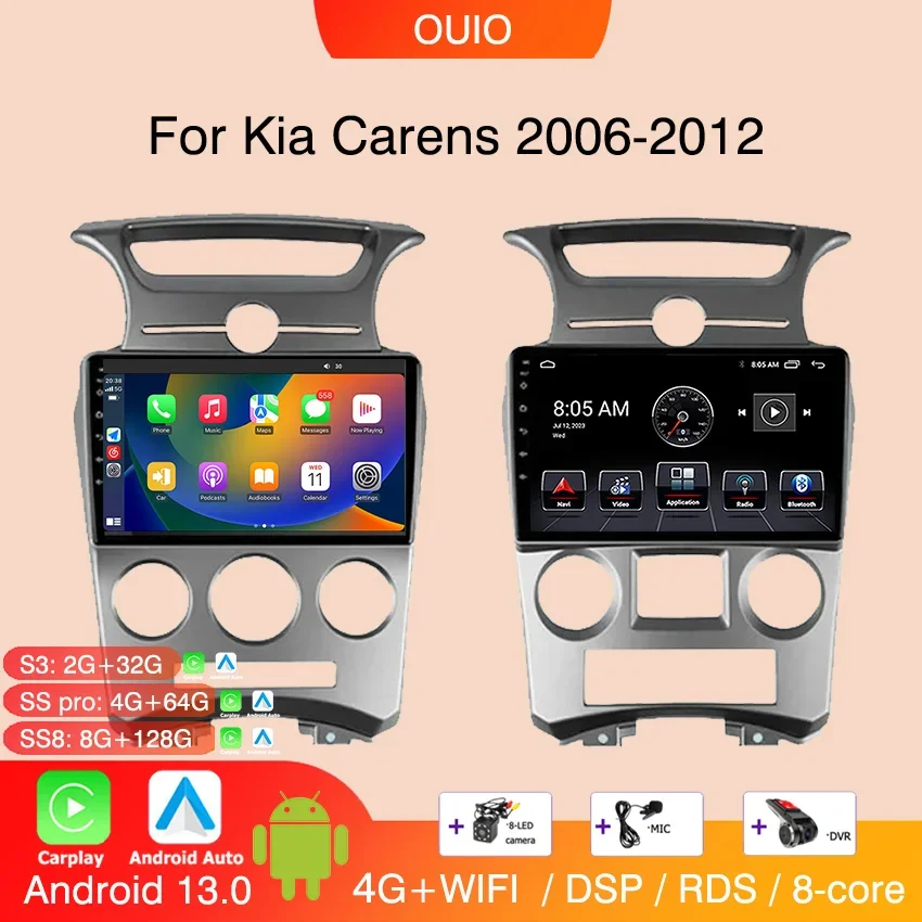 

Android 13 Carplay radio For Kia Carens 2006 2007 2008-2012 Car stereo Multimedia Player android Auto GPS navigation 2DIN DSP