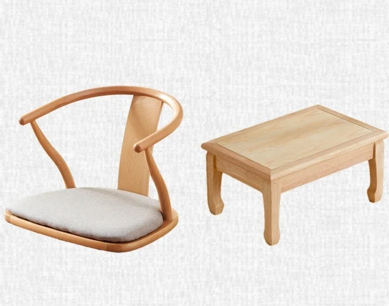

Wabi Sansi tatami seat, bed back chair, bay window chair, Japanese chair, solid wood footstool