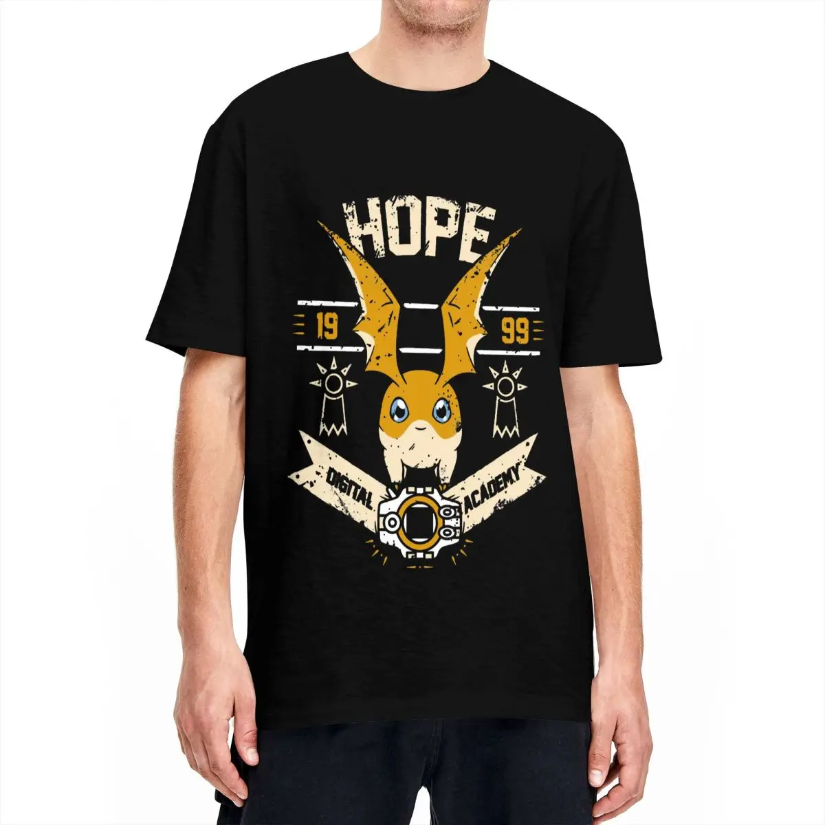 Hip Hop Hope Academy T-Shirt Unisex Cotton Short Sleeve Digimon Nostalgic Anime Round Neck Tops