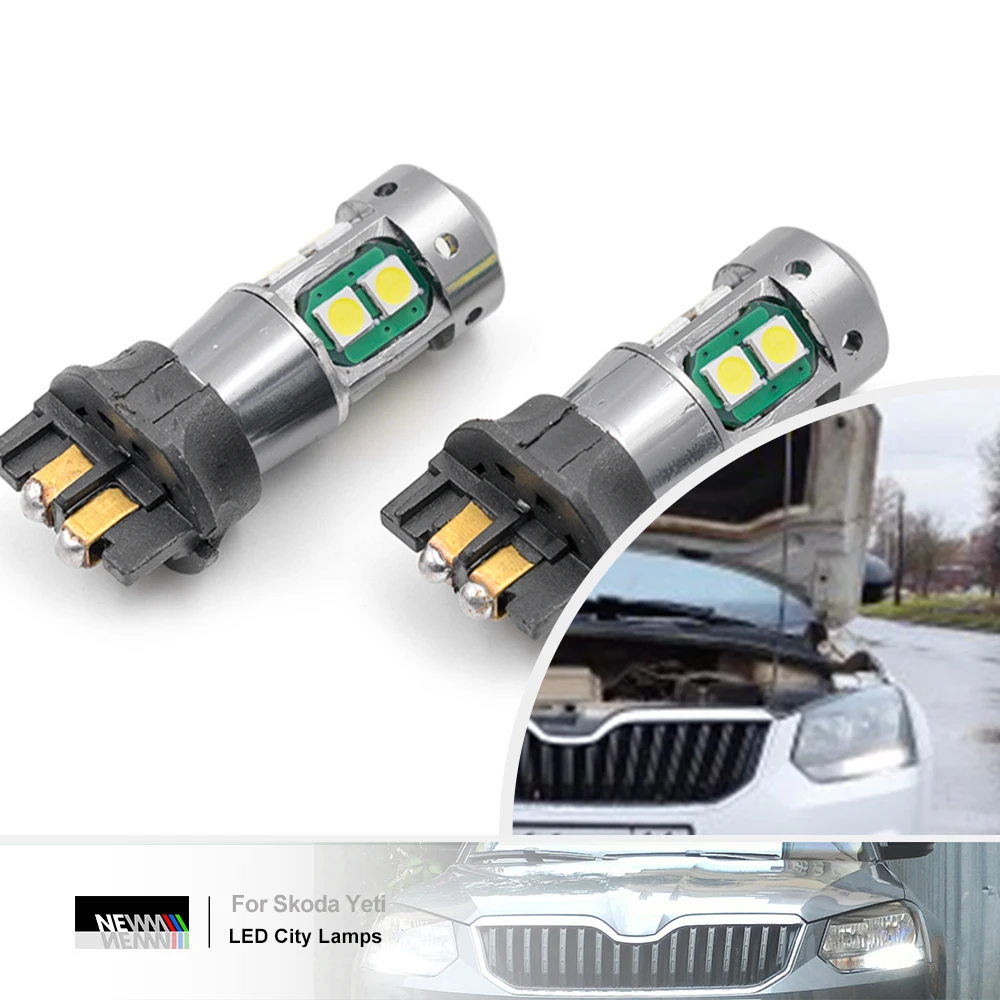 2Pcs LED Daytime Running Lights for Skoda Yeti 2014 2015 2016 2017 PW16W PW24W PWY24W DLRs Bulb Parking Lamps Headlamp Daylight