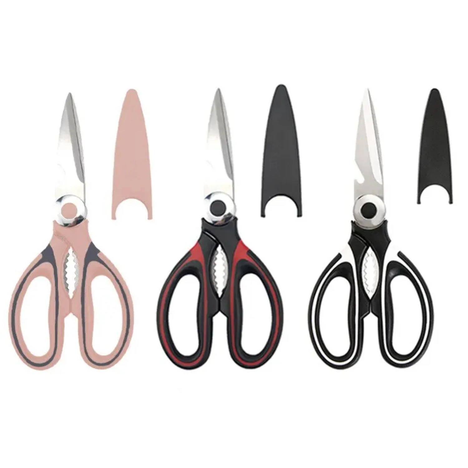 2pcs Stainless Steel  Scissors Multifunctional Household Chicken Bone Scissors With Lid Can  Opened To Clip Walnuts