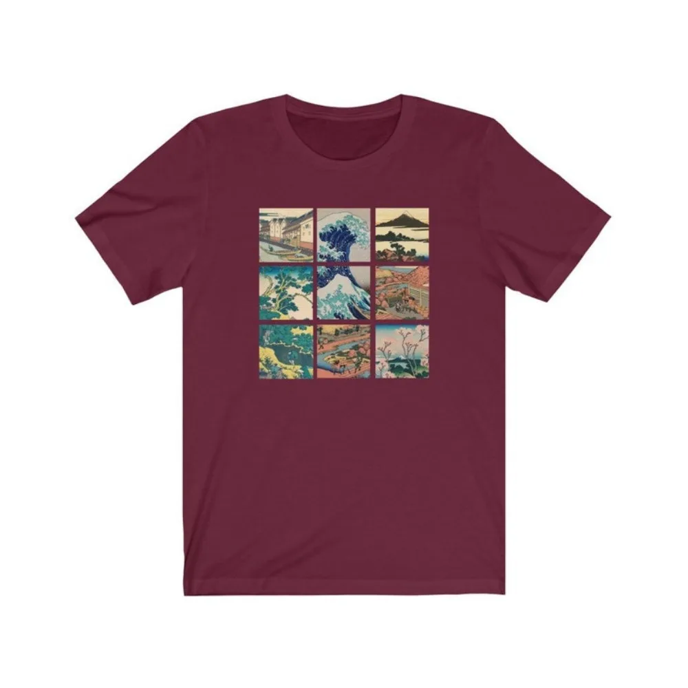 Japanese Art Shirt Great Wave Thirty Six Views of Mount Fuji By Hokusai Kanagawa Wave Woodblock Anime Aesthetic Harajuku Vintage