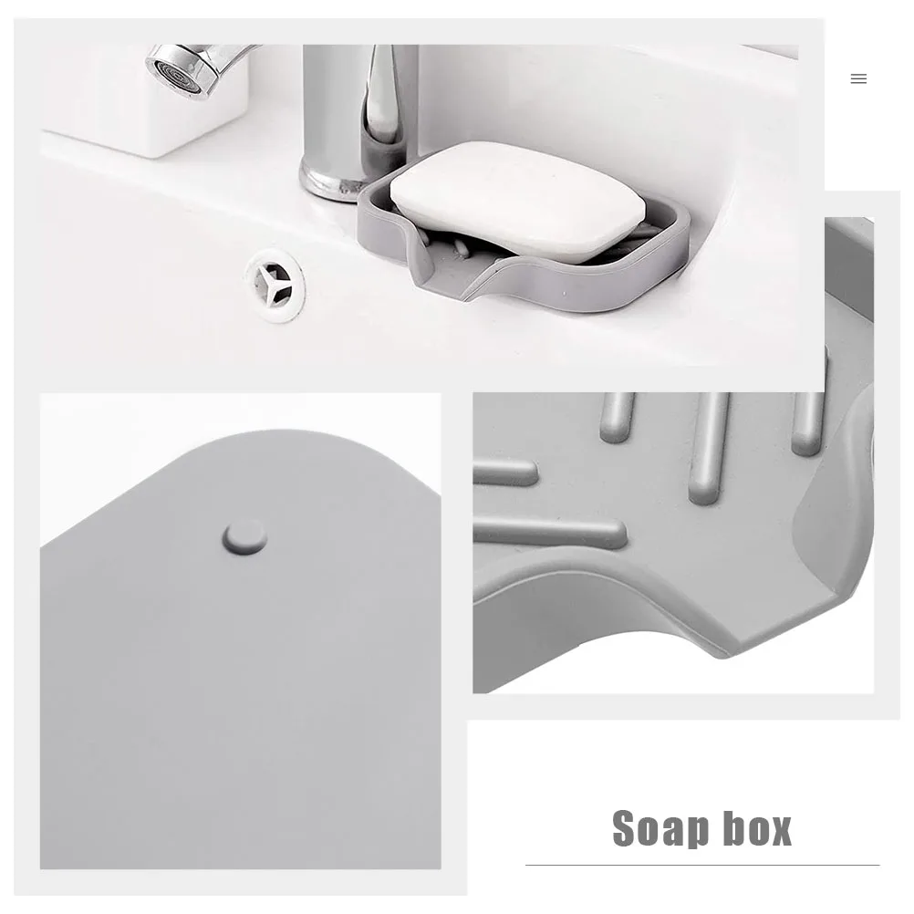 

1 pc Silicone Holder Non-Slip Box Creative Soap Case Drain Design Lightweight Bathroom Soap Tray Grey For Home Toilet